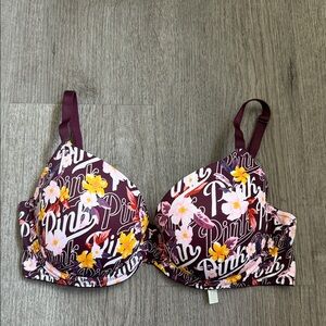 PINK Victoria's Secret Floral Bra - Burgundy and Yellow